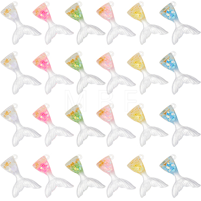 24Pcs 6 Colors Luminous Transparent Resin Pendants RESI-SP0001-01-1