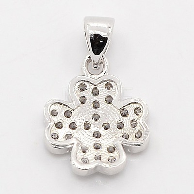 CZ Lucky Jewelry Brass Micro Pave Cubic Zirconia Four Leaf Clover Charms Pendants ZIRC-M011-18P-NR-1