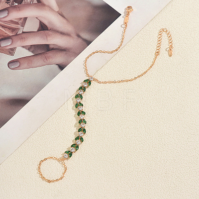 Elegant Brass Pave Clear and Green Cubic Zirconia Geometirc Slave Bracelets IR6615-1