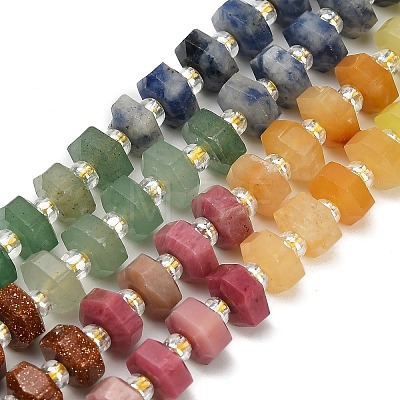 Natural & Synthetic Mixed Stone Beads Strands G-G317-A03-3x6mm-1