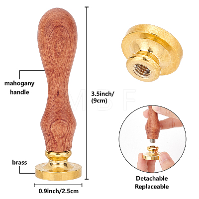 Brass Wax Seal Stamps with Wood Handle AJEW-WH0412-0181-1