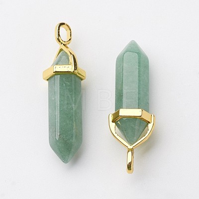 Natural Green Aventurine Double Terminated Pointed Pendants G-G902-B16-1