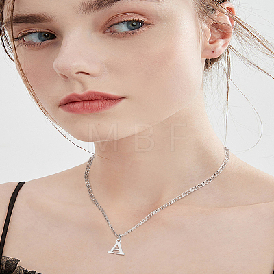 1Pc 304 Stainless Steel Letter Pendant Necklaces NJEW-LP0001-33A-P-1