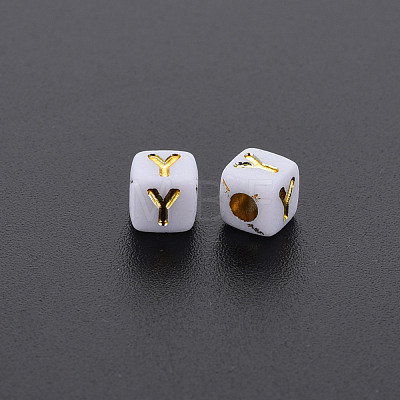 Opaque White Acrylic Beads MACR-Q242-010Y-1