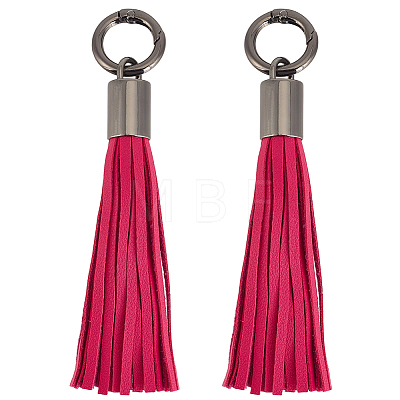 2Pcs Imitation Leather Tassel Pendant Decorations AJEW-CL0005-10A-1