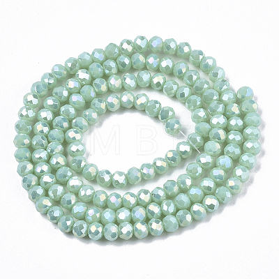 Electroplate Glass Beads Strands X-EGLA-A034-P6mm-B16-1