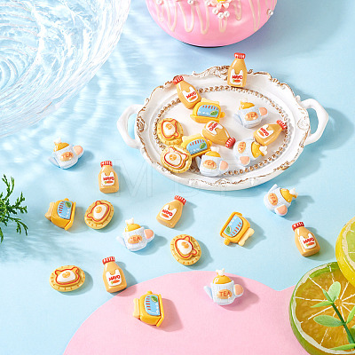 40Pcs 4 Styles Afternoon Tea Theme Opaque Resin Cabochonss RESI-TA0004-92-1