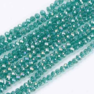 Electroplate Glass Beads Strands GLAA-F076-FR04-1