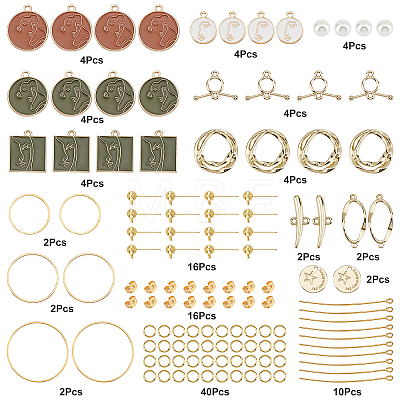 Face Pattern Enamel Charm Dangle Earring Making Kit DIY-SC0018-14-1