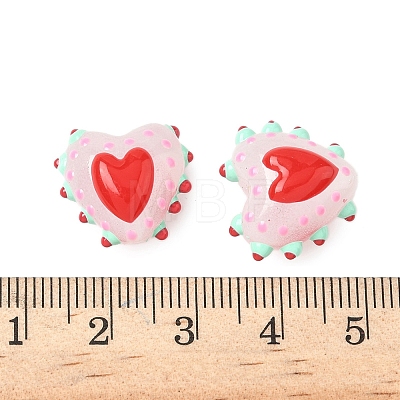 Baking Paint Glass Bumpy Beads Heart LAMP-V001-09I-1