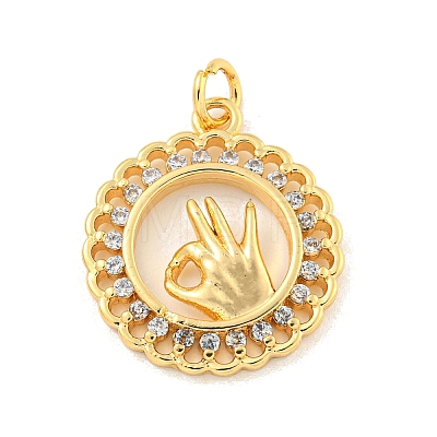 Brass Micro Pave Clear Cubic Zirconia Pendants LS-KK-U007-01G-03-1