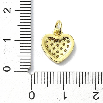 Heart Theme Brass Micro Pave Cubic Zirconia Charms KK-H475-56G-04-1
