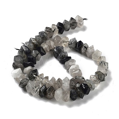 Natural Black Rutilated Quartz Beads Strands G-D091-A22-1