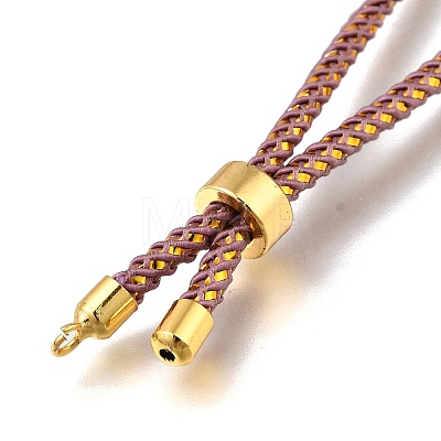 Braided Cotton Cord Slider Bracelet Making MAK-R001-01G-10-1