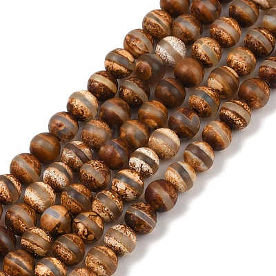Natural Tibetan Style dZi Beads Strands G-P229-A-07J-6mm-1