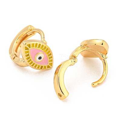 Evil Eye Real 18K Gold Plated Brass Hoop Earrings EJEW-L269-078G-1
