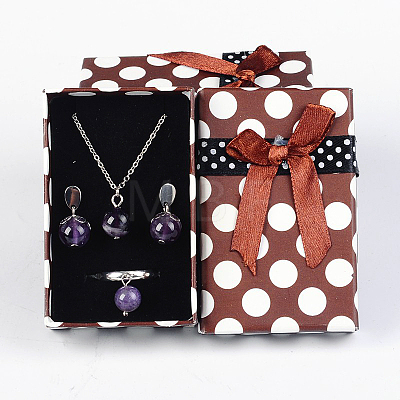 Valentines Day Presents Packages Rectangle Polka Dot Printed Cardboard Jewelry Boxes CBOX-E002-M-1