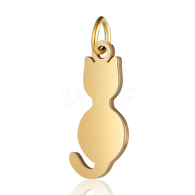 201 Stainless Steel Kitten Pendants STAS-S105-T551D-2-1