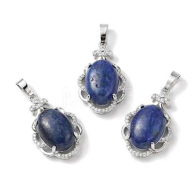 Natural Lapis Lazuli Dyed Oval Pendants G-NH0025-15P-25-1