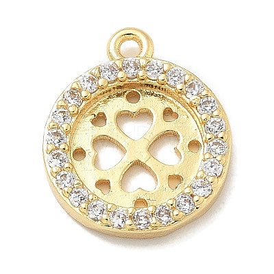 Rack Plating Brass Micro Pave Clear Cubic Zirconia Pendant Cabochon Setttings KK-L224-048G-1