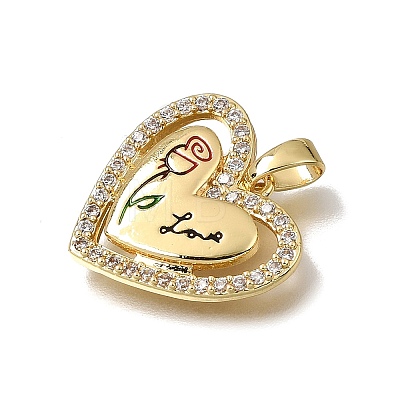 Brass Micro Pave Clear Cubic Zirconia with Enamel Pendants CU-CBAA556-10C-1