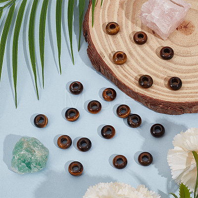 20Pcs Natural Tiger Eye European Beads G-PA0002-34A-1