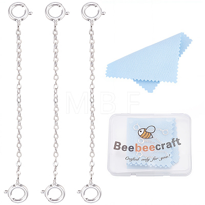 3Pcs Sterling Silver Chain Extender STER-BBC0009-70A-1