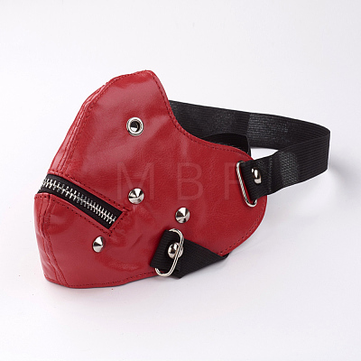 Punk Rock Style PU Leather Mouth Cover X-AJEW-D038-01-1