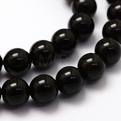 Natural Golden Sheen Obsidian Beads Strands G-F364-08-6mm-1