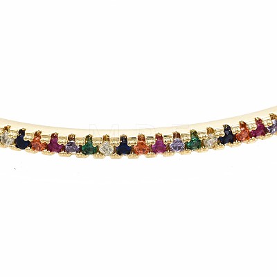 Colorful Cubic Zirconia Classic Tennis Bangle BJEW-S141-04G-NF-1