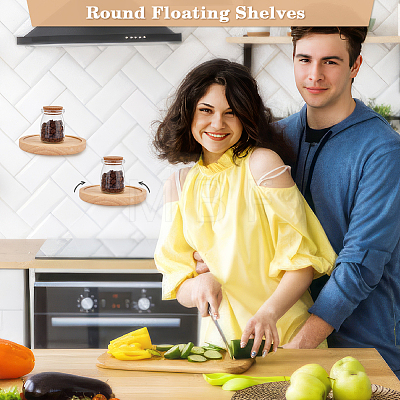 Round Wooden Floating Shelf AJEW-WH0258-949-1