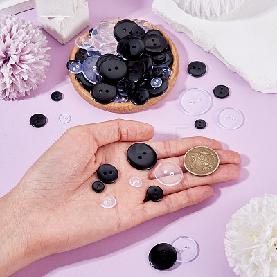 2-Hole Flat Round Resin Sewing Buttons For Costume Design BUTT-TA0001-62-1