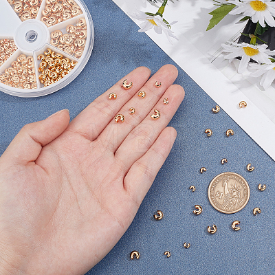 300Pcs 3 Style Brass Crimp Beads Covers KK-PH0003-59-1
