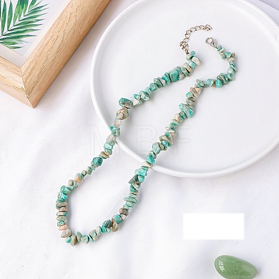 Natural Amazonite Chips Bead Necklace PW-WG87743-09-1