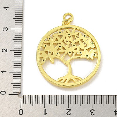 Rack Plating Brass Micro Pave Cubic Zirconia Pendants KK-C074-05G-1