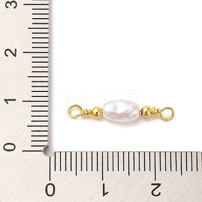 ABS Plastic Imitation Pearl Oval Connector Charms KK-M266-38G-1