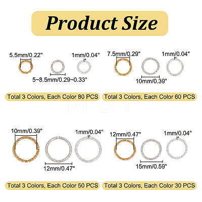 660Pcs 12 Styles Iron Open Jump Rings IFIN-AR0001-36-1