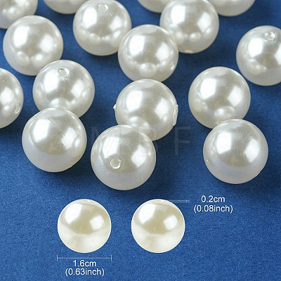 ABS Plastic Imitation Pearl Round Beads MACR-YW0002-16mm-82-1