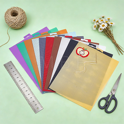 10Pcs 10 Colors PE Plastic Mesh Canvas Sheet DIY-NB0016-07-1