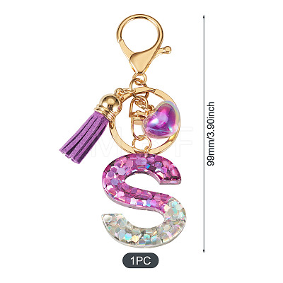 Alloy Resin Heart Keychains KEYC-TADJ0002-01G-S-1