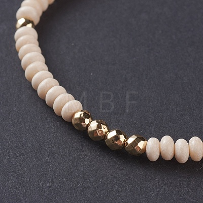 Natural Fossil Braided Bead Bracelets BJEW-O175-C12-1
