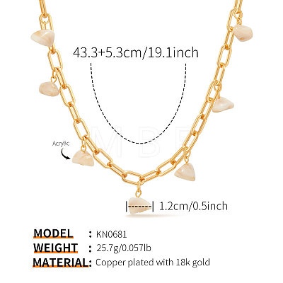 Triangle Resin Tassel Brass Paperclip Chain Necklaces for Women WG30535-01-1