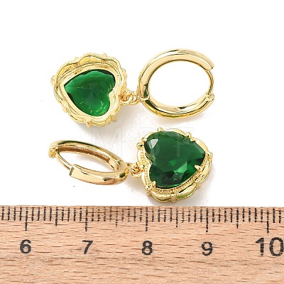 Valentine's Day Heart Brass & Glass Hoop Earrings EJEW-Z164-23G-04-1
