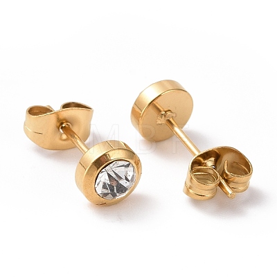 Rhinestone Column Stud Earrings EJEW-H357-04G-A-1
