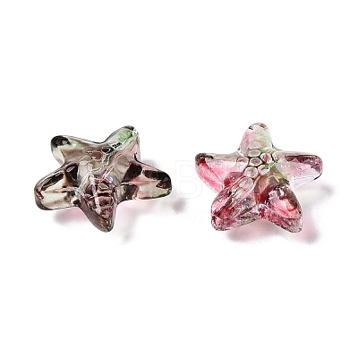 Gradient Color Baking Paint Transparent Glass Beads DGLA-N005-09-1