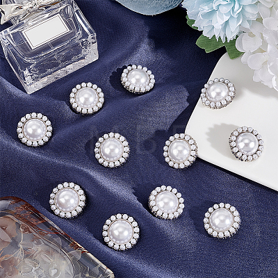  Plastic Imitation Pearl Shank Buttons FIND-NB0003-71P-1