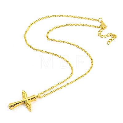 Religion Cross with Wing Pendant Necklaces NJEW-E101-01G-1