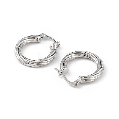 Brass Grooved Ring Hoop Earrings for Women EJEW-L234-087P-1