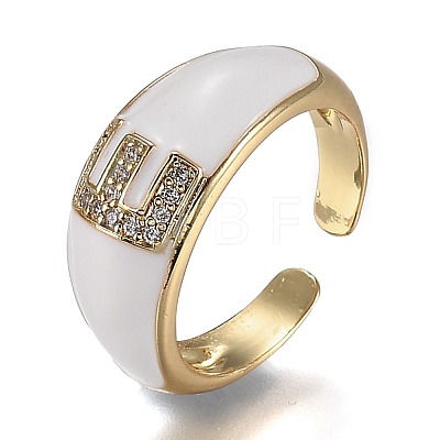 Brass Micro Pave Clear Cubic Zirconia Cuff Rings RJEW-H538-03G-E-1