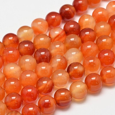 Round Natural Red Agate Bead Strands G-M257-10mm-26-1